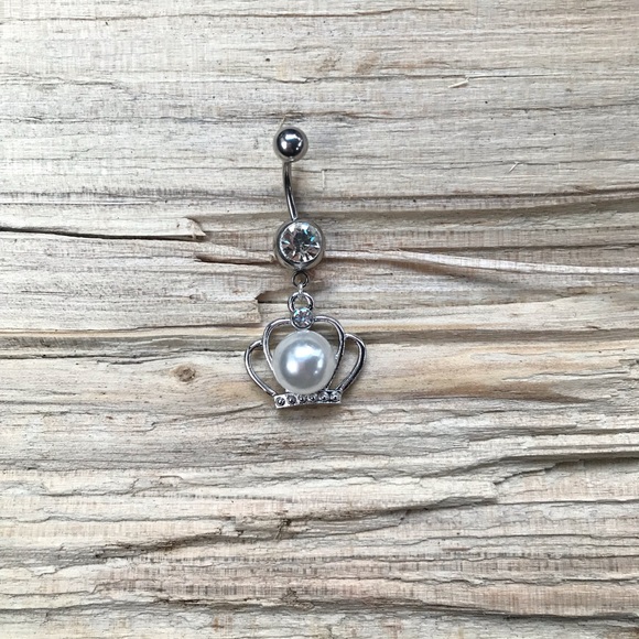 Silver Crown Belly Button‎ Ring - Picture 1 of 1
